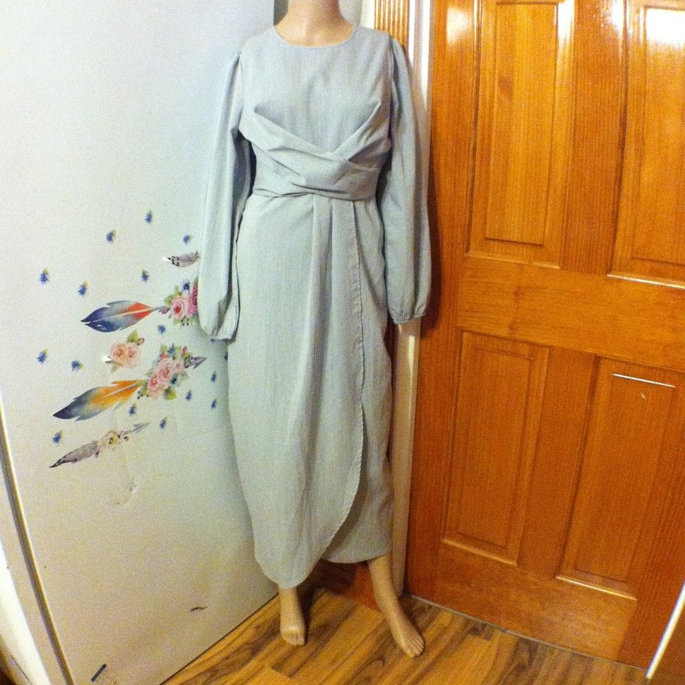 SHEIN Faux Cross Wrap Long Dress